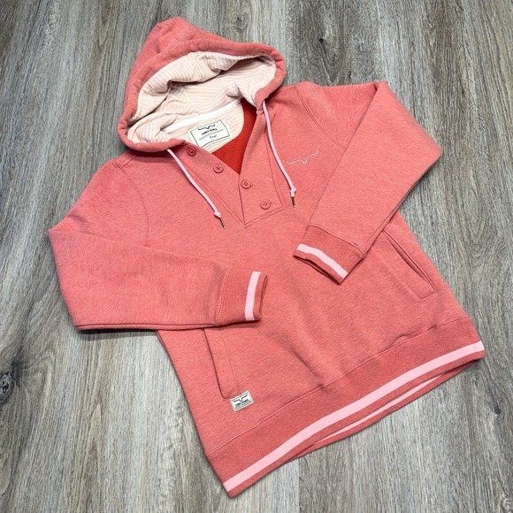 Kimes Ranch Tops - Kimes Ranch Hoodie Womens Small Pink Henley Pullover Western Uncomplicated